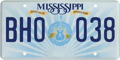 MS license plate BHO038