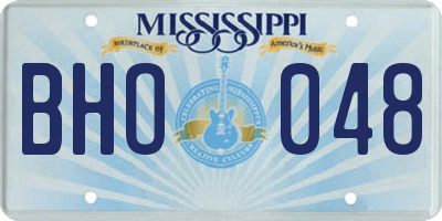 MS license plate BHO048