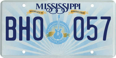 MS license plate BHO057