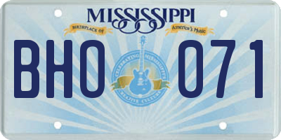 MS license plate BHO071