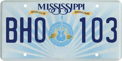 MS license plate BHO103