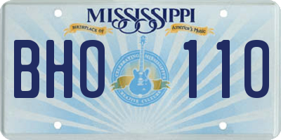 MS license plate BHO110