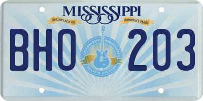 MS license plate BHO203