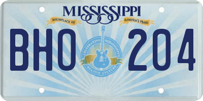 MS license plate BHO204