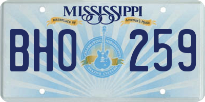 MS license plate BHO259