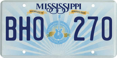 MS license plate BHO270