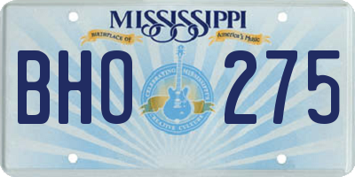 MS license plate BHO275