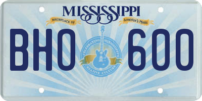 MS license plate BHO600
