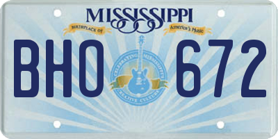 MS license plate BHO672