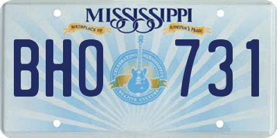 MS license plate BHO731