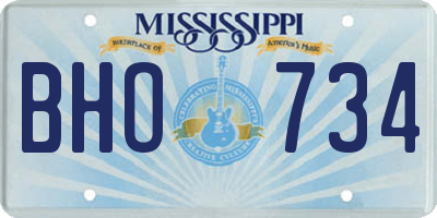 MS license plate BHO734