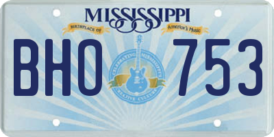 MS license plate BHO753