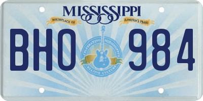 MS license plate BHO984