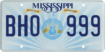 MS license plate BHO999