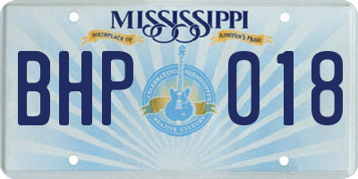MS license plate BHP018