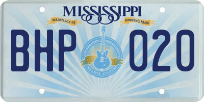 MS license plate BHP020