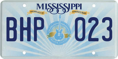 MS license plate BHP023
