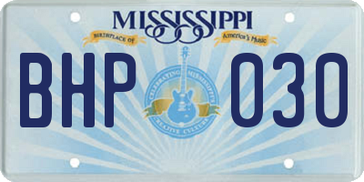MS license plate BHP030