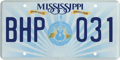 MS license plate BHP031