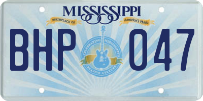 MS license plate BHP047