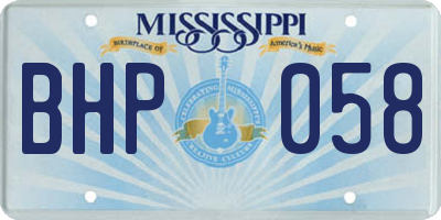 MS license plate BHP058