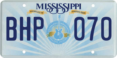 MS license plate BHP070
