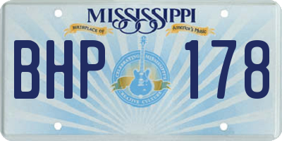 MS license plate BHP178