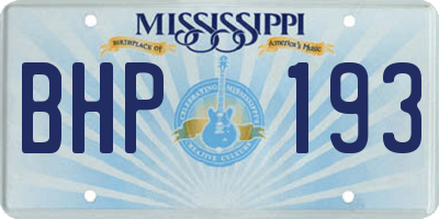 MS license plate BHP193