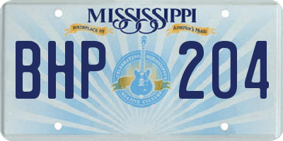 MS license plate BHP204
