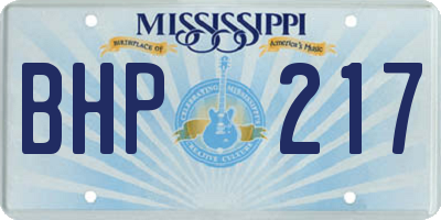 MS license plate BHP217