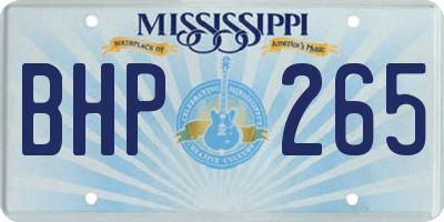 MS license plate BHP265