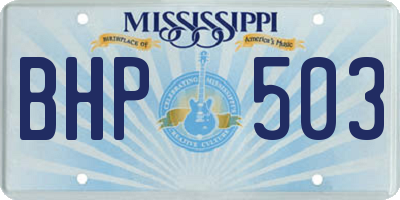 MS license plate BHP503