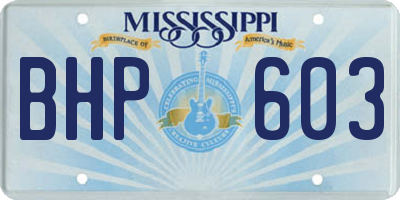MS license plate BHP603