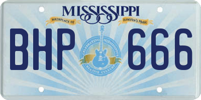 MS license plate BHP666