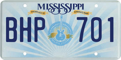 MS license plate BHP701