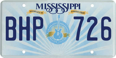 MS license plate BHP726