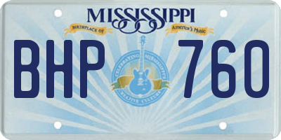 MS license plate BHP760
