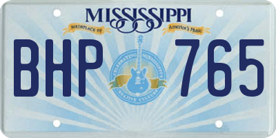 MS license plate BHP765