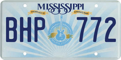 MS license plate BHP772