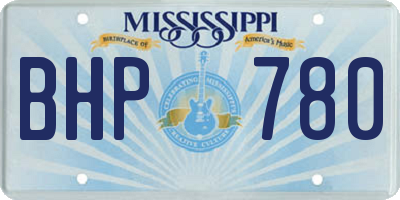 MS license plate BHP780