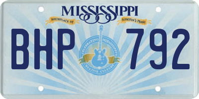 MS license plate BHP792