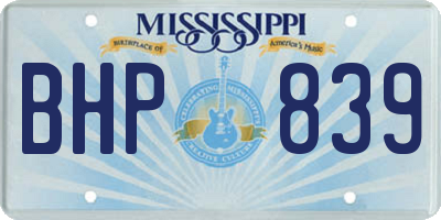MS license plate BHP839