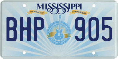 MS license plate BHP905