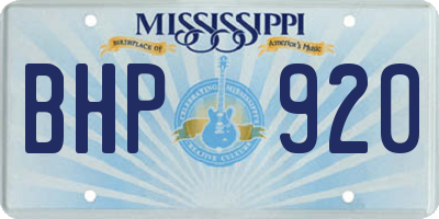 MS license plate BHP920