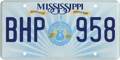 MS license plate BHP958