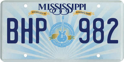MS license plate BHP982