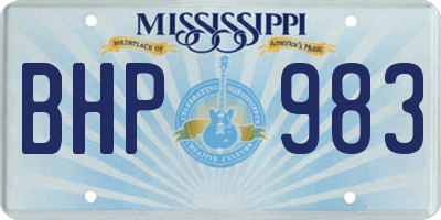 MS license plate BHP983