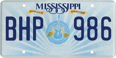 MS license plate BHP986