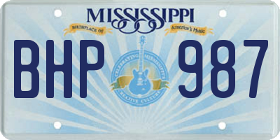 MS license plate BHP987