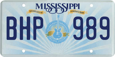 MS license plate BHP989
